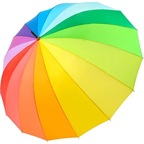 iX-brella-Paraguas-XXL-arco-iris-129-cm-fibra-de-vidrio-ligero-multicolor-grande-Rainbow-Mango-de-gancho-redondo-129-cm