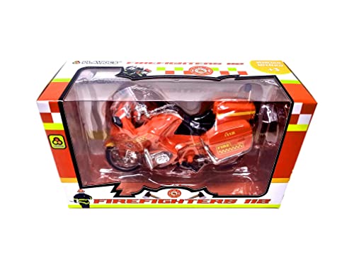 PLAYJOCS GT-8099 Feuerwehrmotorrad aus Kunststoff mit Metallteilen, ideales Spielzeug für Kinder und Sammler.