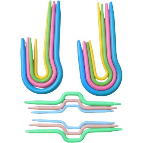 Image of FDXGYH 14pcs U Shape Multicolor Bent Cable Stitch Holder Needles Plastic Twist Curved Hand Knit Knitting Needles