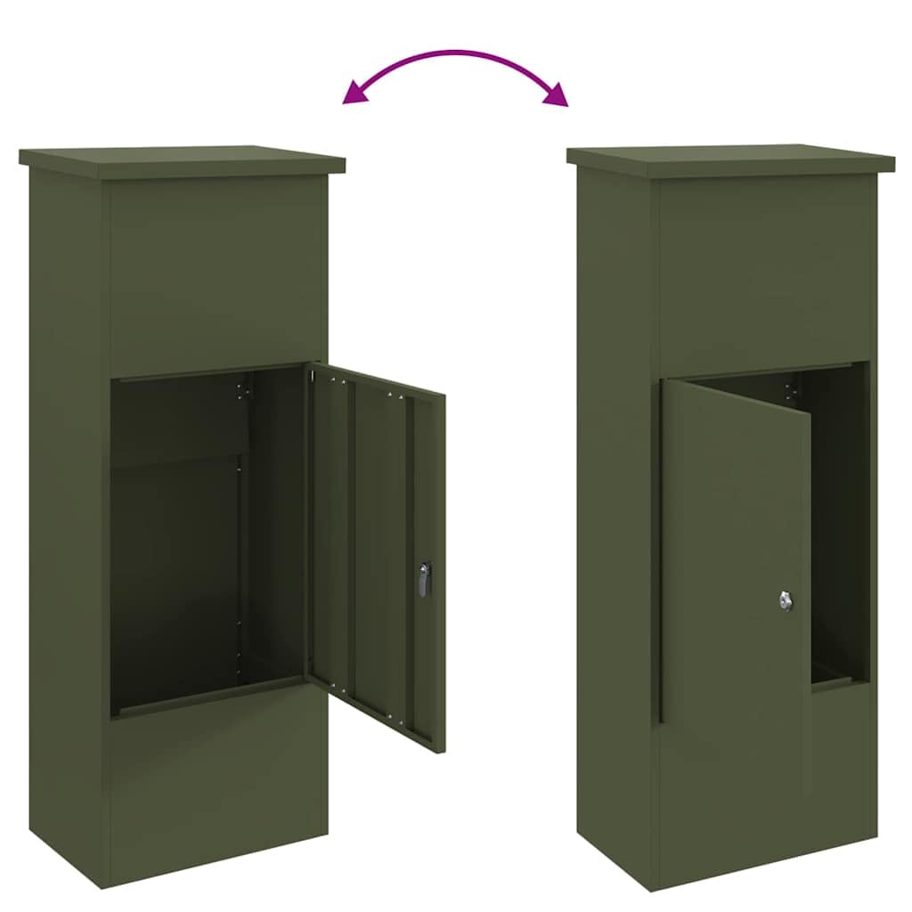 vidaXL Skrzynka na przesyłki oliwkowy 44,5 x 29 x 110,5 cm Stal