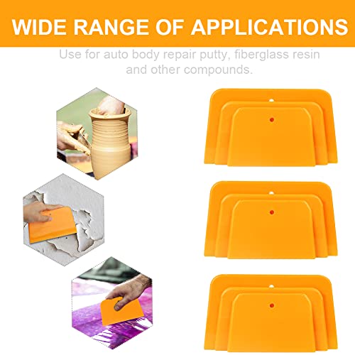 Image of Faddare 15pcs Hard Plastic Body Filler Spreader Caulks, 4 /5 / 6 Inch DIY Craft Paint Auto Body Spreader Car Body Filler Spreader Bondo Spreader Tools(Orange)