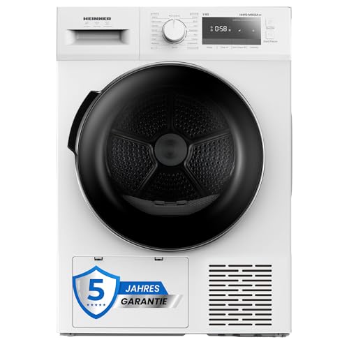 HEINNER HHPD-M9G3A+++ - 9 kg Wärmepumpen-Trockner, 14 Programme, Energieklasse D, LED-Display, Kindersicherung, Trommelbeleuchtung, Weiß, 5 Jahre Garantie (9 KG)