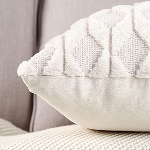 Madizz Set Of 2 Soft Plush Short Wool Velvet Decorative Throw Pillow Covers 20X20 Inch Beige Square Luxury Style Cushion Case Pillow Shell For Sofa Bedroom #TOP3