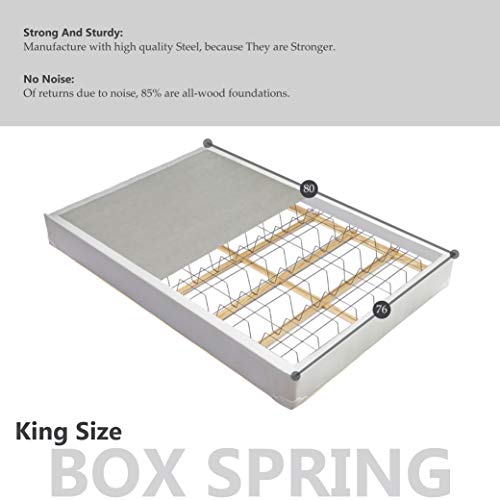 Greaton Medium Plush Double Sided Pillowtop Innerspring Fully Assembled Mattress and 8" Split Metal Box Spring/Foundation Set, King, White w/black tape