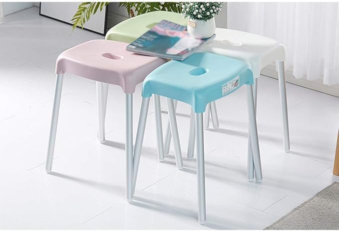 Image of CIPLA PLAST HoYo DIY Stool | for Living Room, Bathrooms, Sitting, Home use, Kitchen | Bathing Stool | Steel Pipes | Strong and Durable Plastic Seating | 10 Inch | Blue
