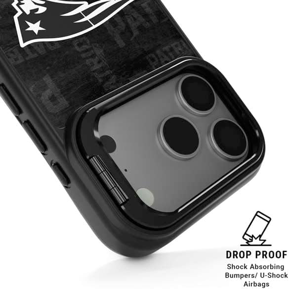 Skinit Kickstand Phone Case Compatible with iPhone 17 Pro Max - Officially Licensed NFL New England Patriots Black & White Design
