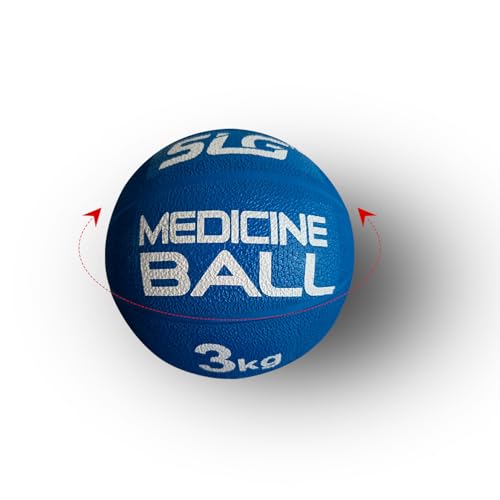 Image of SLG Rubber Medicine /Exercise Ball -Upper & Lower Body Exercises |Fitness Ball for Strength, Balance & Core Workouts| Material:Rubber(Blue, 3 Kg)