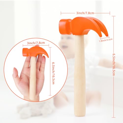 Image of Hxezoc Wooden Hammer Toys Simulation Hammers Maintenance Tools Educational Toys for Kids Birthday Party Games Supplies (Orange)
