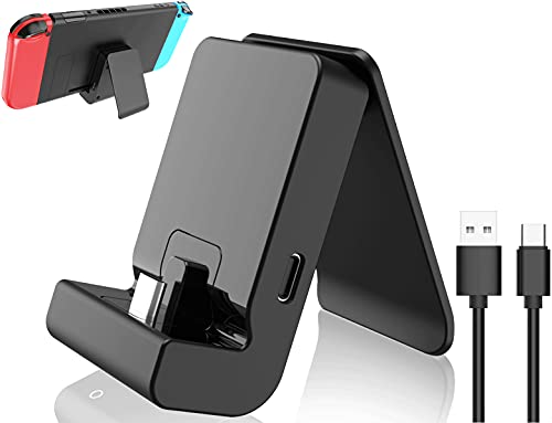 Switch Stand for Nintendo,Charging Dock for Nintendo Switch and Nintendo Switch Lite OLED, Portable Switch Adjustable Charging Stand with USB Type C Charger Port & USB C Charging Cable(Black)