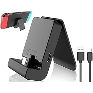 Switch Stand for Nintendo,Charging Dock for Nintendo Switch and Nintendo Switch Lite/OLED, Portable Switch Adjustable Charging Stand with USB Type C Charger Port & USB C Charging Cable(Black)