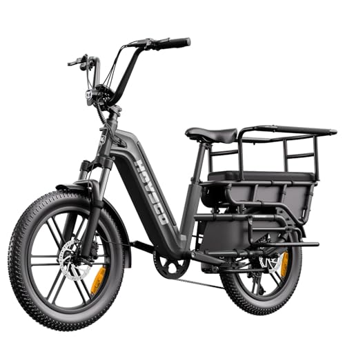 HOVSCO E Bike Lastenrad für Damen & Herren Elektrofahrrad 20'x3.0' Fat, K006 HovCart, Iron Grey-2A U-1