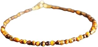 FIZA_LINK_06416 - Pulsera chapada en oro con cuentas de ojo de tigre facetadas marrones, redonda de 2 mm, ajustable de 7 pulgadas, para hombres y mujeres, 7 inch, Gema Latón Piedra preciosa