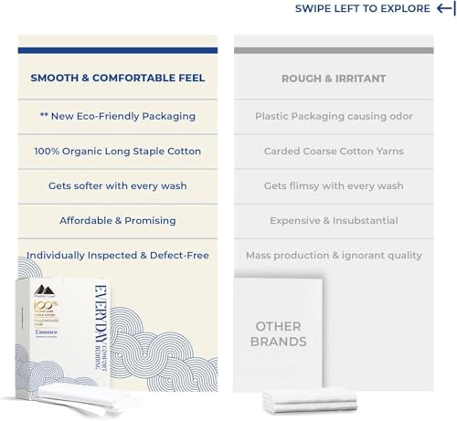 Image of Mayfair Linen 2 Pack Organic Cotton King Pillow Cases Set of 2, White