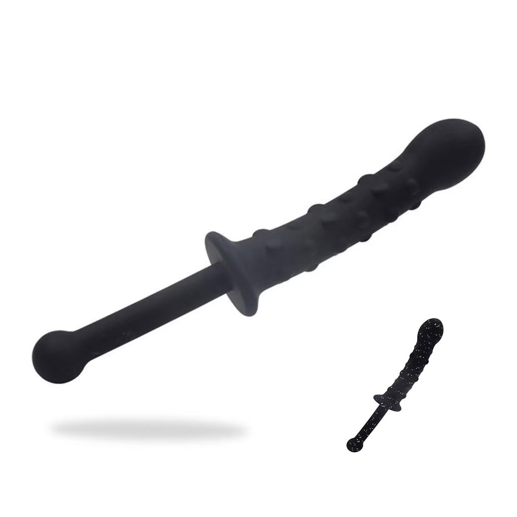 Silicone Waterproof Portable Butt Plug Anal Massager Tapered-tip Butt Plug with Raised nubs and Handle Unisex Anal Training