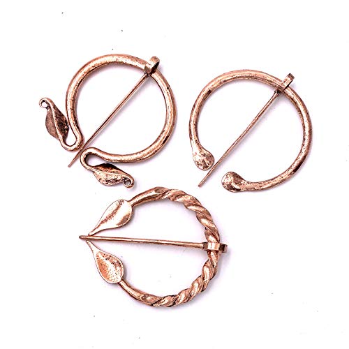 LAXPICOL Vintage Viking Brooches Pins Medieval Cloak Shawl Scarf Pin Clasp Celtic Jewelry for Women Silver Tone (3PCS ROSE GOLD)