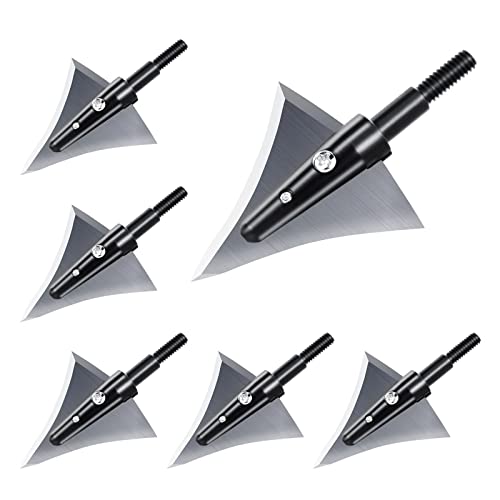 Neffadeque Broadheads Hunting Broadheads 125 Grain Fixed Blades Stainless Steel Right Bevel For Compound Bow Crossbow Recurve, Pack Of 6 #TOP1