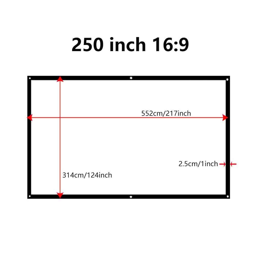 Schermo Portatile per proiettore da Interno ed Esterno da 60-250 Pollici, Telo proiettore Morbido Pieghevole 16:9 antigrinze con Borsa per Home Theater e Campeggio(250 inch 16: 9)