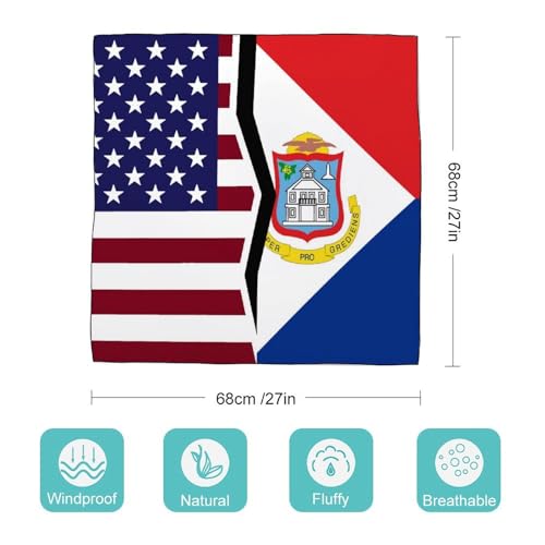 United States and Dutch Saint Martin Flag Bandanas for Women Satin Silk Head Scarf Multipurpose Square Scarves Clothing Accessories2