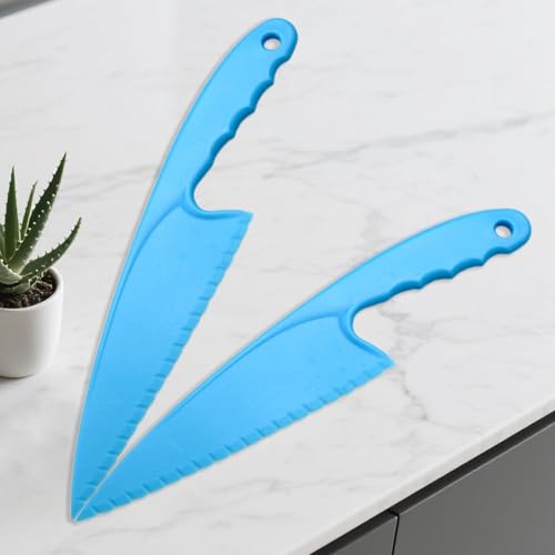 Plastic Serrated Cake Knife Salad Lettuce Knife Bread Pie Pastry Cutter Server Leveller Kitchen Baking Tool (2 Pieces) - Image 6