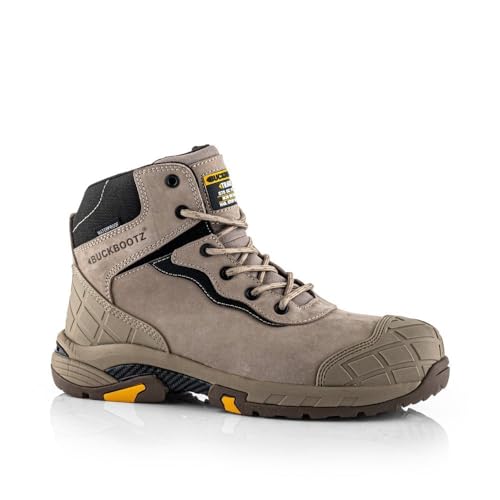 Buckbootz TRADEZ BLITZ STONE SAFETY WATERPROOF BOOTS (Stone UK Footwear Size System Adult Men Numeric Wide 10)
