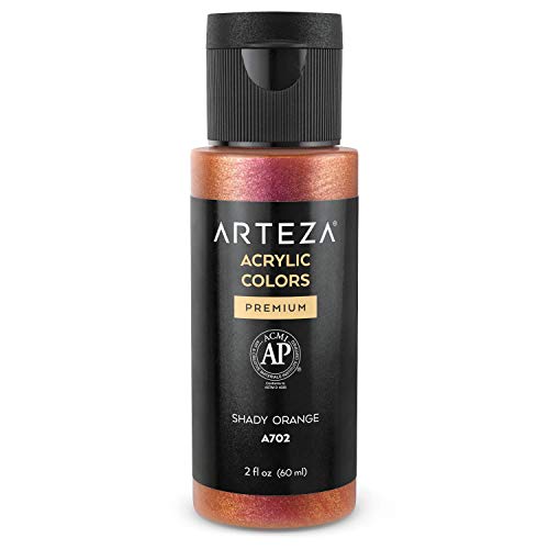 ARTEZA Iridescent Acrylic Paint YR3 Shady Orange , 60 ml Bottle, Chameleon Colors, High Viscosity Shimmer Paint, Water-Based, Blendable