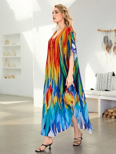 Image of NFVNKJ Women's Plus Size Beach Lounge Kaftan Maxi Dress Swimsuit Coverup for Women