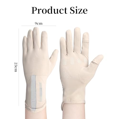 nalaina UV Protection Driving Gloves Women, Non Slip Touchscreen, Ultra Thin Full Finger, Cycling Gloves for Women, Beige