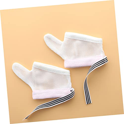 HANABASS 2pairs Eat Glove Cover Newborn Biting Glove Thumb Guard for Boys and Girls Boy Girl Finger Protector Mesh Design Comfortable for Bedtime Tv3