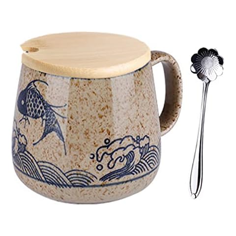 Kaffeetasse mit Deckel,Becher Keramik Milchbecher Cover