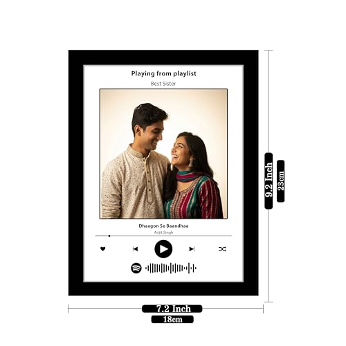 Image of Customized Photo and Song Spotify Frame, Personalized Frame with scannable Code | Birthday | Valentine Day | for Mothers, Friends, Husband, Customized Rakhi Gift