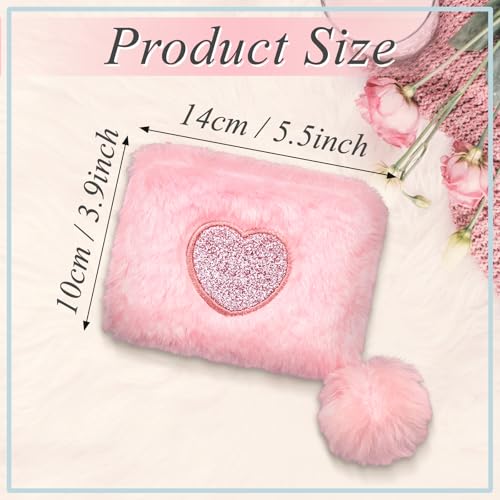 Women Wallets, Soft Ladies Purse Heart-Shaped Pattern Portable Zipper Small Purse with Cute Ball for Bank Cards, ID Cards, Cash, Coin Purses for Women (Blue)2