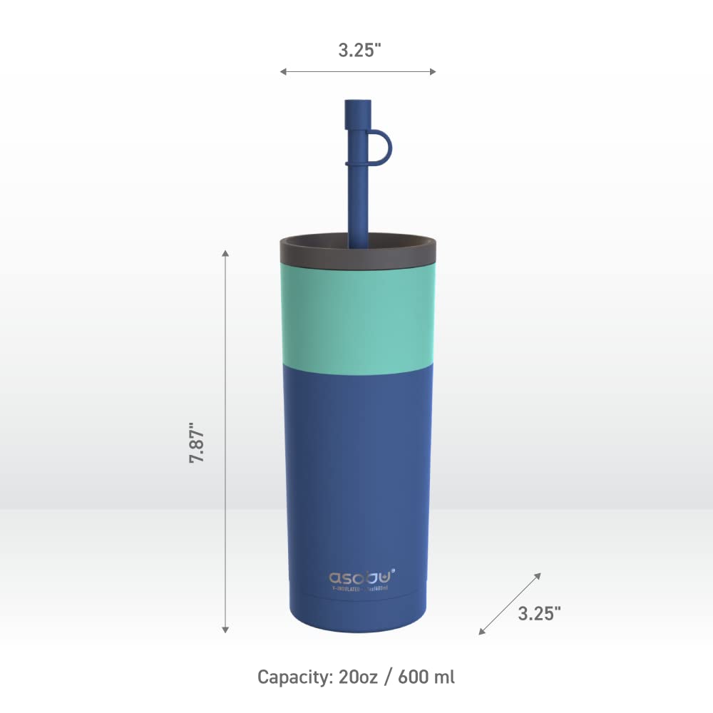 ASOBU - SUPER SIPPY - TAZA PARA BEBIDAS TOGO DE ACERO INOXIDABLE AZUL PASTEL TURQUESA