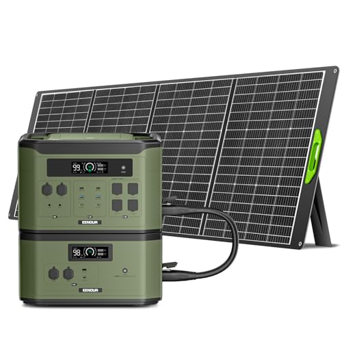 EENOUR ポータブル電源 2048Wh 640000mAh ソーラー120W ポータブル電源 P2001PLUS(P2001進級版)ソーラーパネル120W付き