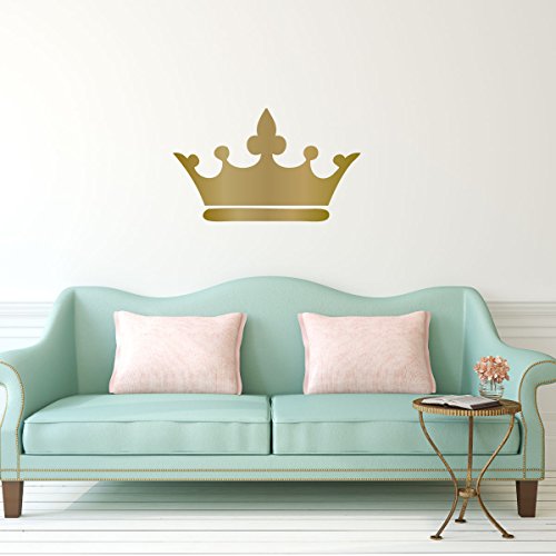 Princess Crown Wall Decal - 25In X 15In Metallic Gold Vinyl Decorative Sticker For Woman's Or Girl's Room | Kids Royalty Theme Playroom Or Baby Nursery Decor | #TOP7