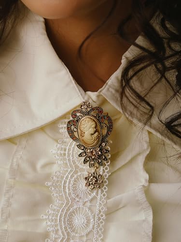 Image of MINACHI Vintage Victorian Design Queen's Cameo Antique Wedding Brooch Pin, Jewelry Gift for Women