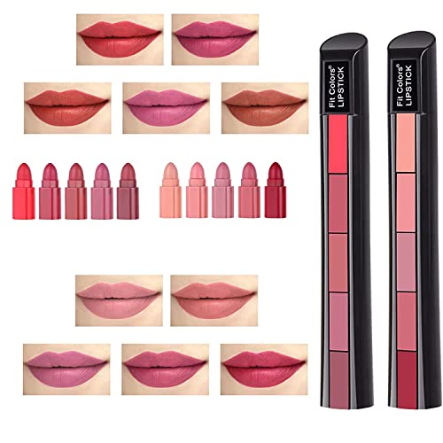 Image of 5-in-1 Lipstick | Five Shades in One long Lasting | Matte Finish - Non Drying Formula With Intense Color Payoff | Red & Nude Edition(3.8 Gm)