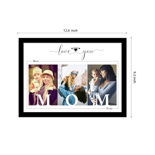 Image of Make Your Mother Smile This Mothers Day with the Custom Print with Photo Upload, Personalized Frame For Living Room, Decorative Home Decor Wall Hanging (Black, A4)