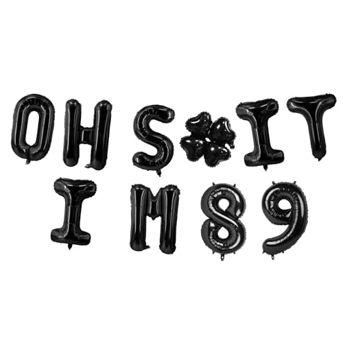Image of Oh I'm 89! Latex Balloons 16 Inch Black Hallo Eighty Nine Cheers to 89 Years Old Theme Decor for Man Woman Happy 89th Birthday Party Photo Studio Prop Flag Decorations Favors Supplies