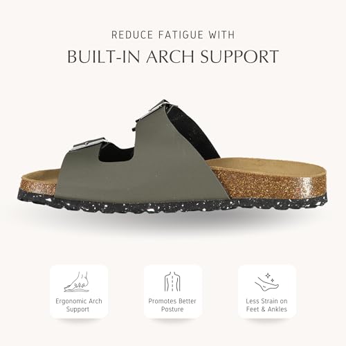 ECO THALITA Men’s Eco-Friendly Cork Sandals – Recycled Materials, Double Buckle Slip-On, Suede Footbed Comfort. Sustainable Italian Comfort for Everyday Wear from Europe3