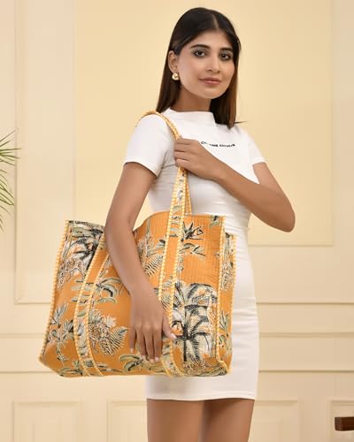 Image of Marubhumi Women Lightweight Travel Bag Purse Cotton Shoulder Tote Bag For Shopping Grocery & Beach Bag