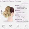 BARSDAR Straight Hair Bun + Comb Clip Ponytail -Mixed Blonde & Bleach Blonde Tips