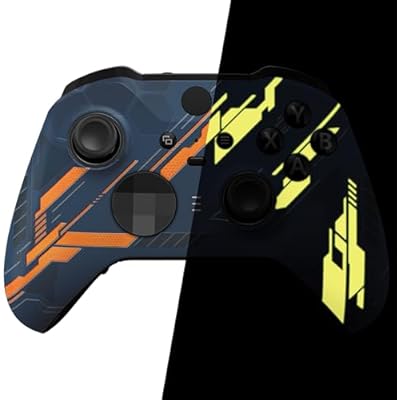 eXtremeRate Replacement Faceplate Cover for Xbox One Elite Controller Series 2, Glow in Dark Mecha - Yellow Custom DIY Front Housing Shell Case for Xbox Elite Series 2 Core Controller