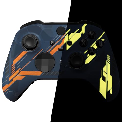 eXtremeRate Replacement Faceplate Cover for Xbox One Elite Controller Series 2, Glow in Dark Mecha - Yellow Custom DIY Front Housing Shell Case for Xbox Elite Series 2 Core Controller (Model 1797)