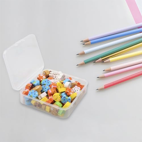 Rumyve 100 Pcs Mini Cube Erasers - Cute Animal and Fruit Shaped Pencil Erasers for Students, Party Gifts, Classroom Rewards (Animals) - Image 2