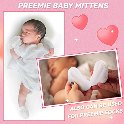 Vabean 24 Pairs Preemie Baby Mittens No Scratch Preemie Cotton Gloves Premature Baby Mittens White Preemie Mittens For Preemie Boys Girls Newborn #TOP2
