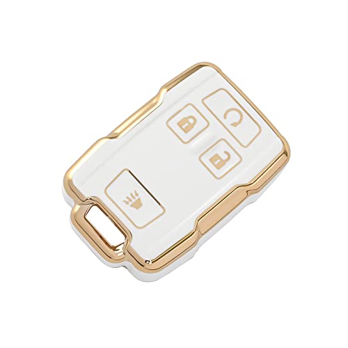 OFFCURVE Key Fob Cover for Chevy Chevrolet Colorado Silverado Silverado Suburban Tahoe GMC Canyon Sierra 1500 2500 3500 HD TPU Remote Keyless Key Fob Case Protection Shell Accessories, White