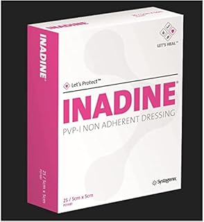 Inadine 5cm x 5cm Non-Adherent Wound Dressings, Povidone Iodine, AntiMicrobial