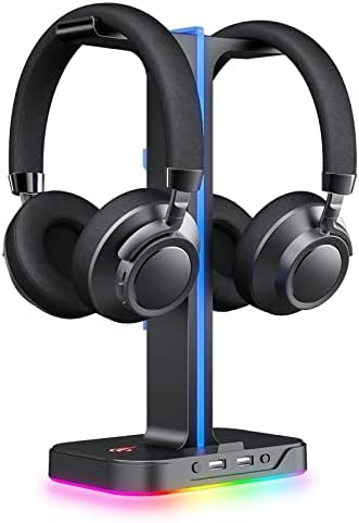 havit Kulaklık Standı RGB Dual Balance 2 USB Bağlantısı, Masaüstü Kulaklık Standı, Dayanıklı Oyun Kulaklığı Tutucu, PC Oyuncu Kulaklık Aksesuarı için, Siyah (TH650) - Görsel 1