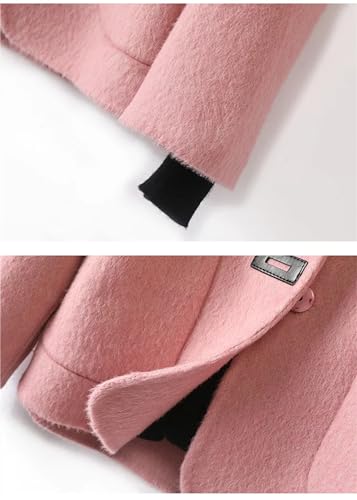 Women Double-Faced Single Breasted Vintage Notch Collar Cashmere Coat Short 100% solid Wool Pea Coat2