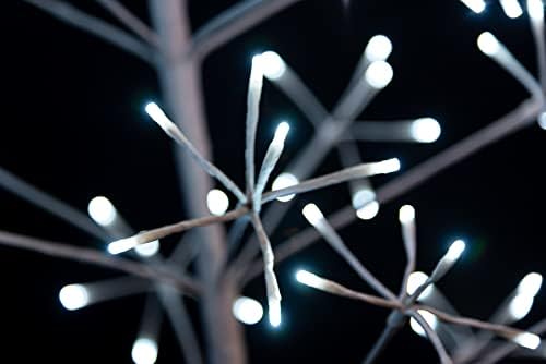 SHATCHI Pre-Lit White Twig Tree Cool LED Lights Metal Frame Christmas Decoration Festive Indoor Birch Xmas Large Home Décor, 6ft